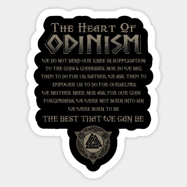 The Heart Of Odinism Norse Mythology God Valkyrie Valhalla Viking Raven Thor Shirt Sticker by Windytee